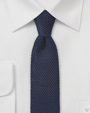 BLUE KNITTED SKINNY TIE