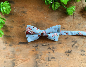 LIGHT BLUE BROWN  FLORAL BOW TIES