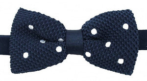 BLUE POLKADOT KNITTED BOW TIES