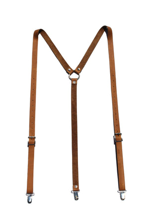 WHISKEY BROWN LEATHER SUSPENDERS