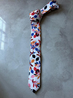 Colourful white black lemon skinny tie