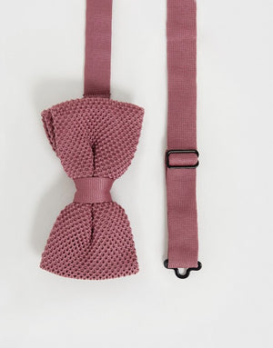 DUSTY PINK KNITTED BOW TIES