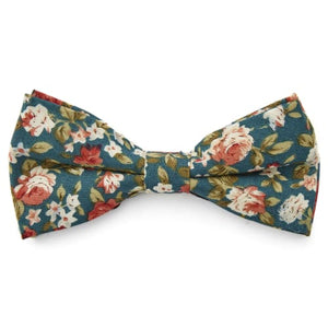 GREEN FLORAL BOW TIES