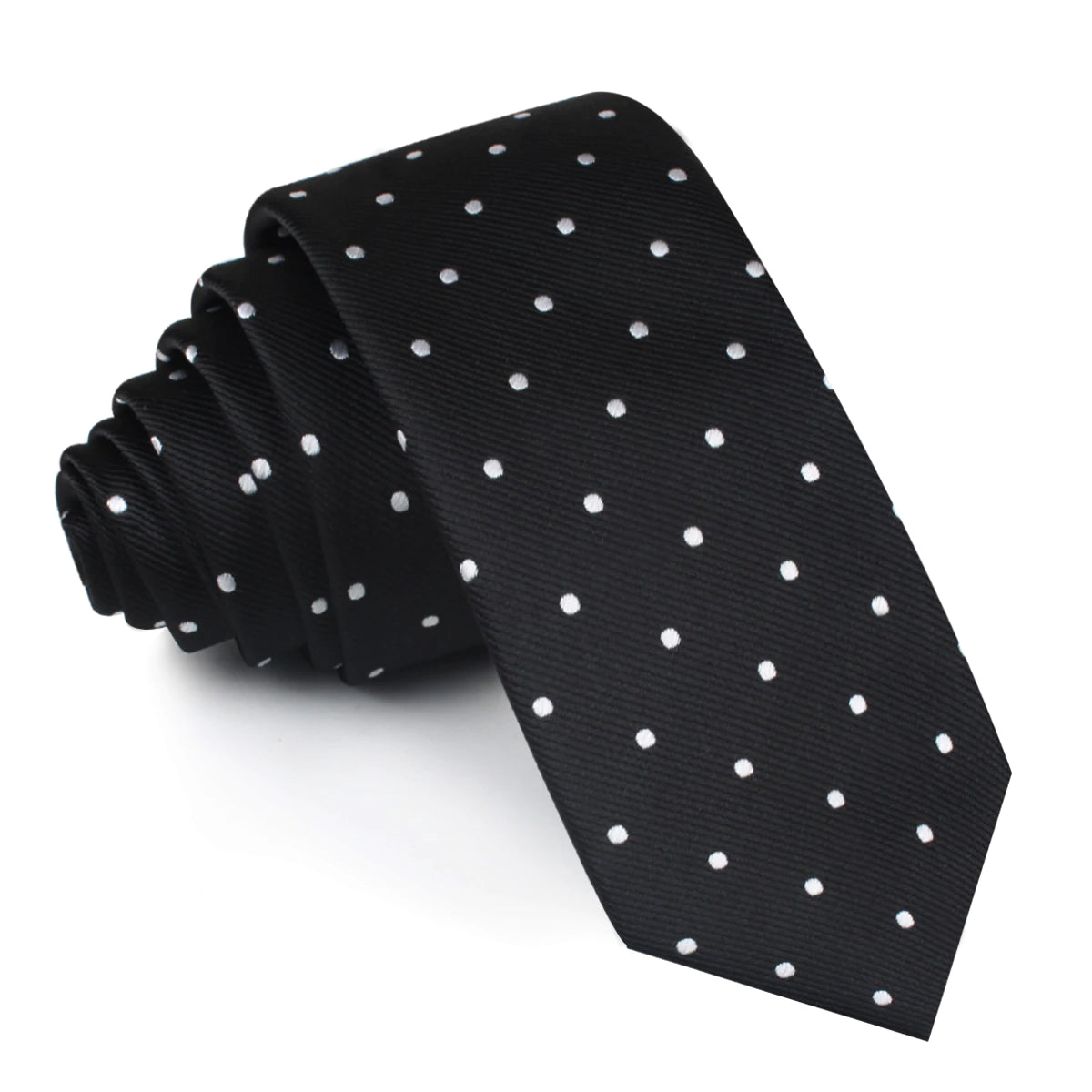 BLACK POLKADOT SILKY TIE FINISH