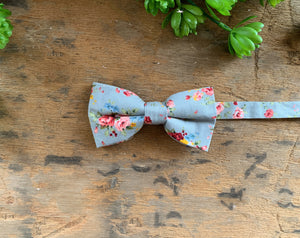 GREY PINK  FLORAL BOW TIES