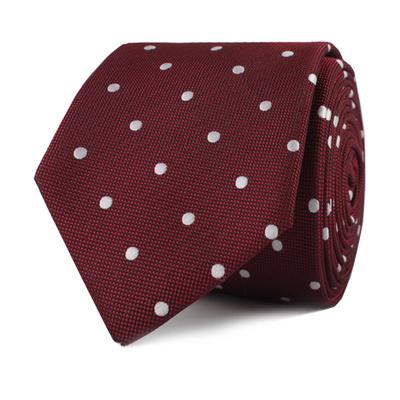 MAROON POLKADOT SILKY FINISH TIE