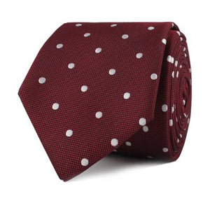MAROON POLKADOT SILKY FINISH TIE