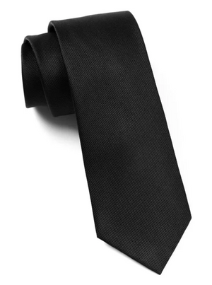 SOLID BLACK SILKY TIE FINISH