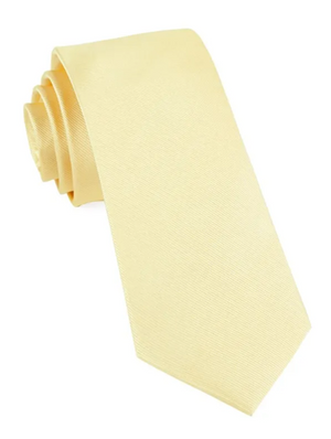 SOLID SOFT YELLOW SILKY TIE FINISH