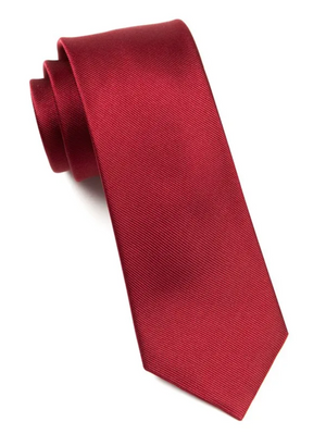 SOLID CRANBERRY RED SILKY FINISH TIE