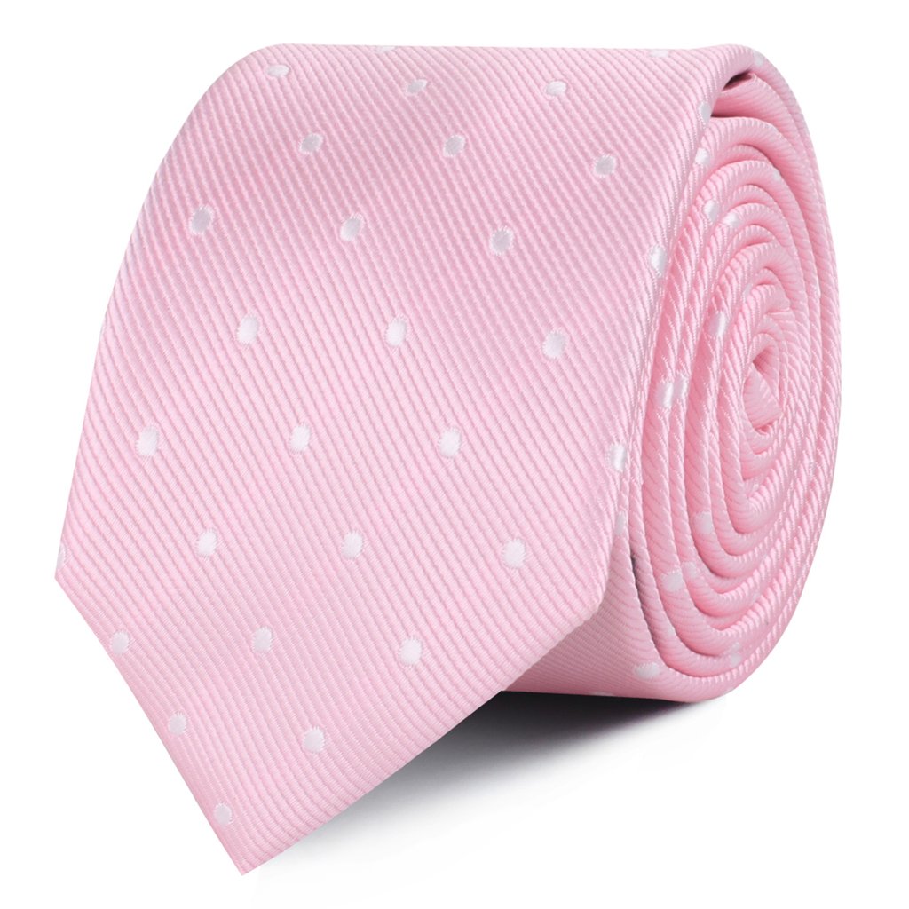 PINK POLKADOT SILKY TIE FINISH