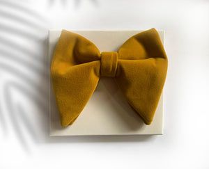 VELVET MUSTARD BOW TIE