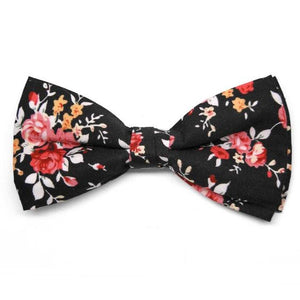DAINTY BLACK/PINK FLORAL BOW TIES
