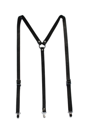 BLACK LEATHER SUSPENDERS